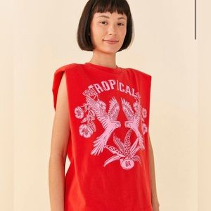 Farm Rio red tropical organic t shirt